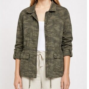 Sanctuary Womens Small Camo Utility Jacket Green Camouflage Field Coat Fall